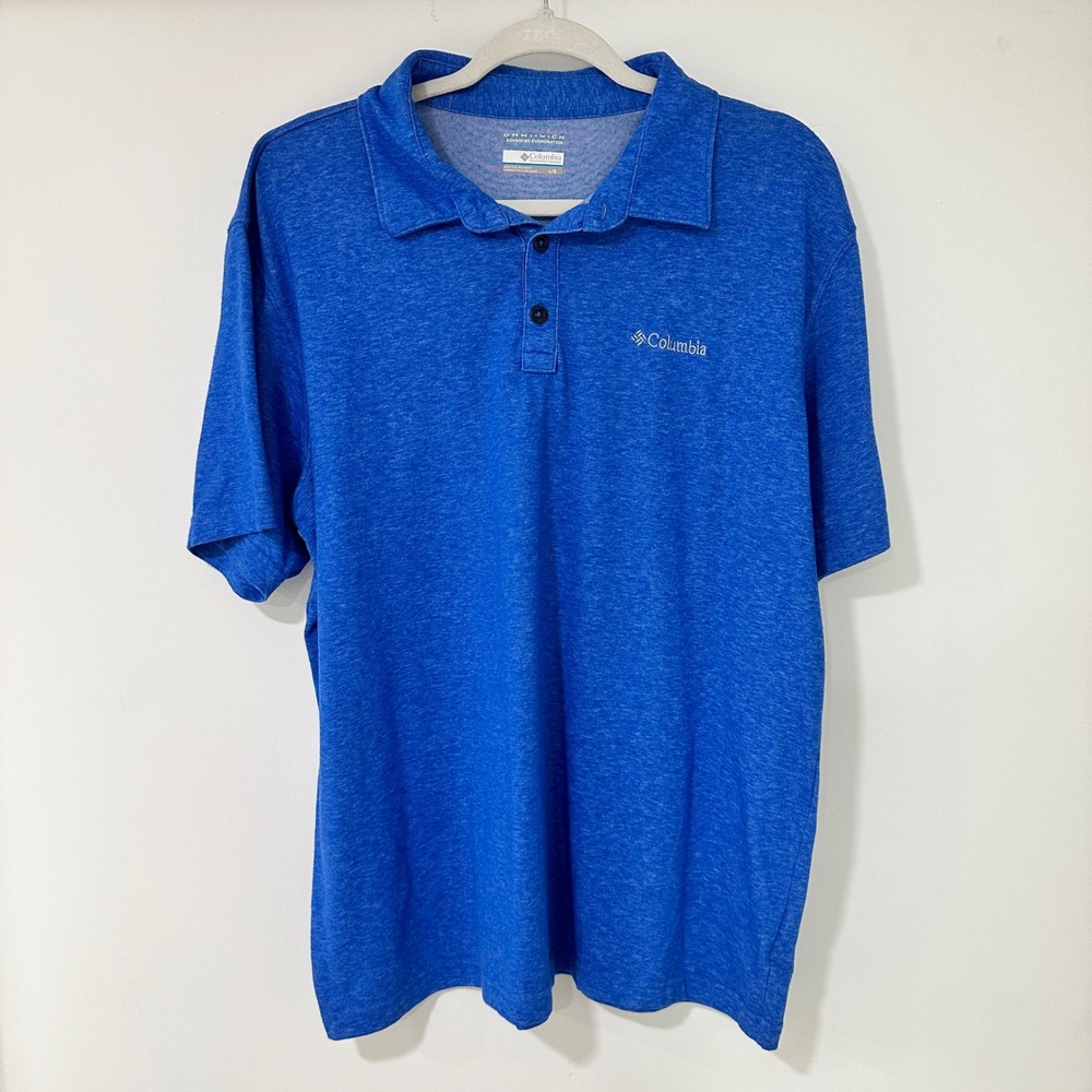 Columbia‎ Omni-Wick Polo Shirt Mens L Blue Heathered Performance | Gorpcore